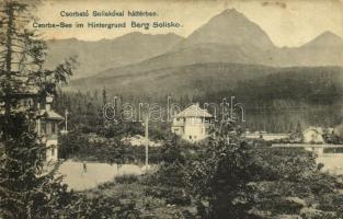 Tátra, Magas Tátra, Vysoké Tatry; Csorba-tó Szoliszkóval a háttérben. Kiadja Quirsfeld János 5003. / Csorba-See im Hintergrund Berg Solisko / Strbské pleso, Predné Solisko / lake, mountain peak in the High Tatras (EK)