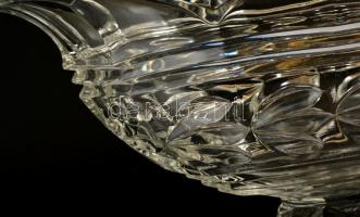 Nagy, üveg asztali kínáló, karcolásokkal, kopásnyomokkal, 34×16×19 cm