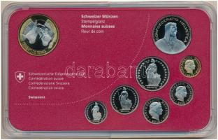 Svájc 2012B 5r - 10Fr (8xklf) forgalmi sor műanyag dísztokban, benne 10Fr "Tehén viadal" f...