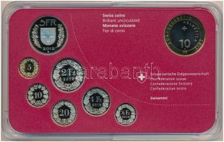 Svájc 2012B 5r - 10Fr (8xklf) forgalmi sor műanyag dísztokban, benne 10Fr "Tehén viadal" f...