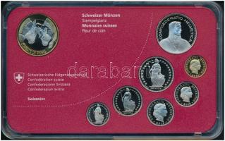 Svájc 2012B 5r - 10Fr (8xklf) forgalmi sor műanyag dísztokban, benne 10Fr "Tehén viadal" f...