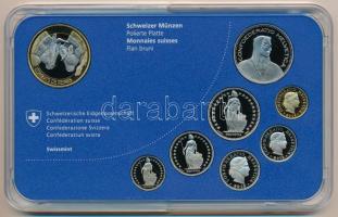 Svájc 2012B 5r - 10Fr (8xklf) forgalmi sor műanyag dísztokban, benne 10Fr "Tehén viadal" f...