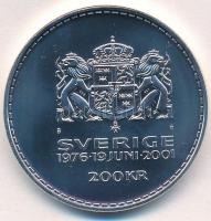 Svédország 2001. 200K Ag "XVI. Károly Gusztáv és Szilvia 25. Házassági évfordulója" eredet...