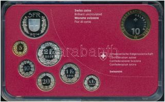 Svájc 2014B 5r - 10Fr (8xklf) forgalmi sor műanyag dísztokban, benne 10Fr "Gansabhauet Sursee&q...