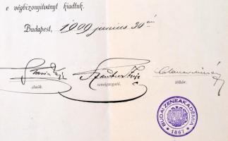 1916 Zeneakadémia, énektanítói oklevél Kodály Zoltán, Weiner Leó, Kacsoh Pongrác és más neves tanáro...