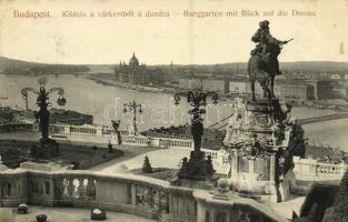 1907 Budapest, Kilátás a Várkertből a Dunára. Taussig Arth. kiadása (fl)