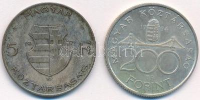 1947. 5Ft Ag "Kossuth" + 1994. 200Ft Ag "Deák" T:2-,2