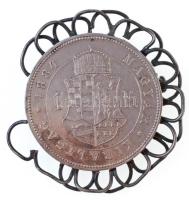 1884KB 1Ft Ag "Ferenc József / Barokk címer" kitűzővé átalakítva T:1- patina