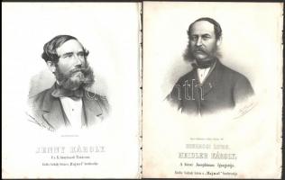 1867 Udvari, közéleti emberek, orvosok, Marastoni József és Joseph Bauer 7 db litográfiája 21x16 cm