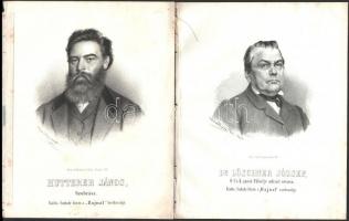 1867 Udvari, közéleti emberek, orvosok, Marastoni József és Joseph Bauer 7 db litográfiája 21x16 cm