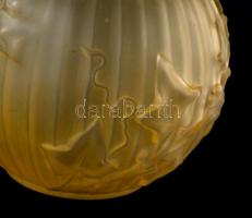 Lalique jelzéssel asztali lámpa, formába öntött, csorba nélkül, pótolt bura, működik, m:33 cm