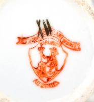 Karlsbad Ausztria virágmintás porcelán kanna, matricás, jelzett, kopásnyomokkal, m: 10,5 cm