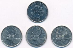 Kanada 1974-2000. 25c Ni (4xklf) T:1- Canada 1974-2000. 25 Cents Ni (4xdiff) C:AU