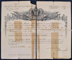 1876-87 2 db végelbocsájtó levél, obsit, megviselt állapotban