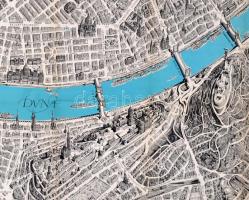 1963 Budapest távlati térképe, belső terület. A műemlékek, emlékművek és kulturális intézmények felt...