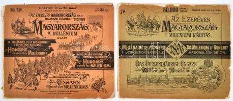 1896 Az Ezeréves Magyarország és a milleniumi kiállítás IV. és XIII/XIV füzet. Szakadozott borítóval.