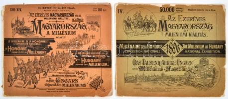 1896 Az Ezeréves Magyarország és a milleniumi  kiállítás IV. és XIII/XIV füzet. Szakadozott borítóval.