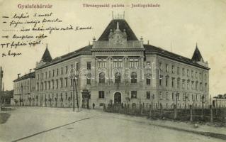 1913 Gyulafehérvár, Karlsburg, Alba Iulia; Törvényszéki palota. Kiadja Schäser Ferenc / Justizgebäude / court palace