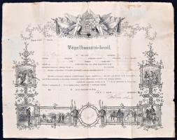 1889 Katonai végelbocsájtó levél 53x42 cm