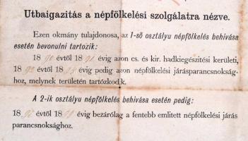1889 Katonai végelbocsájtó levél 53x42 cm