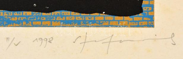 Stefanovits Péter (1947- ): Fal II. szitanyomat. EA. II/V. Jelzett. 20x22 cm Paszpartuval