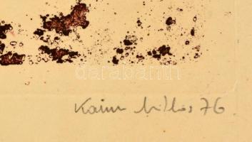 Kaim Miklós (1949-): Busójárás III./4. Aquatinta,  papír. Jelzett. 39x30 cm paszpartuban