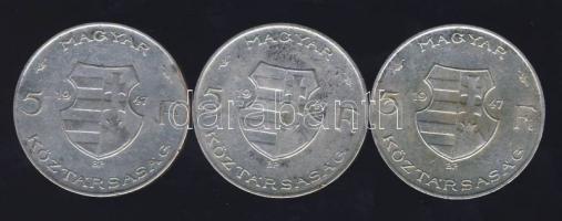 1947. 5Ft Ag "Kossuth" (3x) T:3