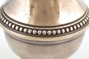 Ezüstözött alpakka porcukorszóró, jelzett, jó állapotban, m: 14,5 cm