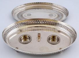 Alpakka ételmelegítő, jelzett, 27×17 cm