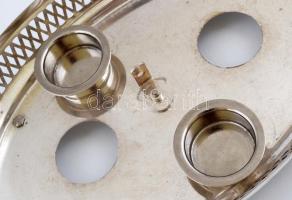 Alpakka ételmelegítő, jelzett, 27×17 cm