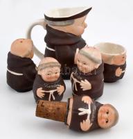 6 db Goebel figurák: Só-bors szórok, kiöntő, tojástartó, plack dugó, kopásokkal, jelzett, 4-15 cm