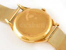 IWC Schaffhausen mechanikus férfi karóra. 18K arany tok és 14K arany óralánc. Jelzett. Az óra hátlap...