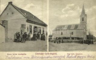 1911 Győrság, Győr-Ság; Sági katolikus templom, Simon István vendéglője