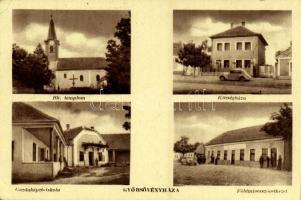 Győrsövényház (Győr), Római katolikus templom, Gazdaképző iskola, Földmívesszövetkezet, községháza, automobil (EK)