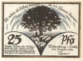 Német Birodalom/Weimari Köztársaság/ Wittenburg 1922. 10Pf + 25Pf + 50Pf 3klf db, teljes sor T:I