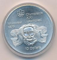 Kanada 1974. 10$ Ag Montreali olimpia - Zeusz fej T:BU Canada 1974. 10 Dollars Ag Montreal Olympic Games - Head of Zeus C:BU Krause KM#93