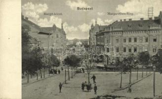 Budapest II. Margit körút, üzletek, villamos. Kiadja Schwarz I.