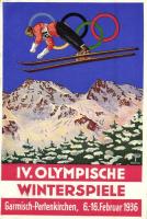 1936 Garmisch-Partenkirchen IV. Olympische Winterspiele / Winter Olympics in Garmisch-Partenkirchen advertisement card, winter sport, ski jump. So. Stpl s: Schroffner (EK)