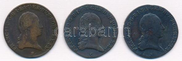 1800B 3kr Cu + 1800C 3kr Cu + 1800S 3kr Cu "I. Ferenc" T:2-,3 ph