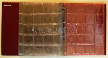 Nagyalakú gyűrűs berakó Hartberger típusú éremtokokhoz, 20db lappal, 400 férőhellyel!, választólapokkal, bordó színben!