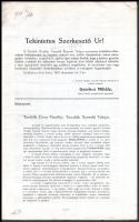 1911 Székelyudvarhely, A Tanítók Fürdője, Tanulók Nyaraló Telepe szervezése érdekében kibocsátott felhívás és aláírási ív