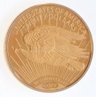 Amerikai Egyesült Államok DN 20 Dolláros aranyérme Ag utánverete, aranyozott, "COPY" jelzé...