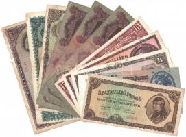Vegyes 11db-os pengő bankjegy tétel 20P-100.000BP közötti címletek T:III,III-
