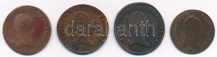 1800B 1kr Cu + 1800S 1kr Cu + Ausztria 1800A 1/2kr Cu + 1kr Cu T:2-,3