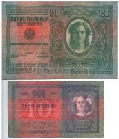 1902. 1000K + 1904. 10K + 1912. 100K mindkét oldala német, piros "DEUTSCHÖSTERREICH" felül...