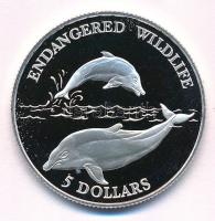 Niue 1992. 5$ Ag Delfinek T:PP  Niue 1992. 1992. 5 Dollars Ag Dolphins C:PP  Krause KM#80