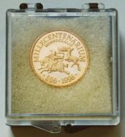 1996. "Millecentenárium" aranyozott érem-formájú kitűző T:PP Díszdobozban!