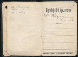 1911 Bp., Fényképes ügyvédjelölti igazolvány