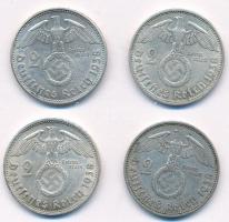 Német Harmadik Birodalom 1938A 2M Ag "Hindenburg" + 1938B 2M Ag "Hindenburg" (2x...