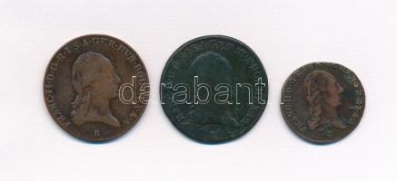 1800B 3kr Cu + 1800E 3kr Cu + Csehország / Történelmi tartomány 1800C 1kr Cu "I. Ferenc" T...